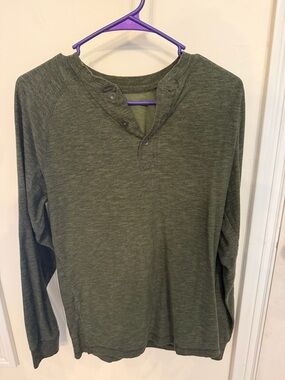 RedHead Olive Green Long Sleeve Henley Shirt